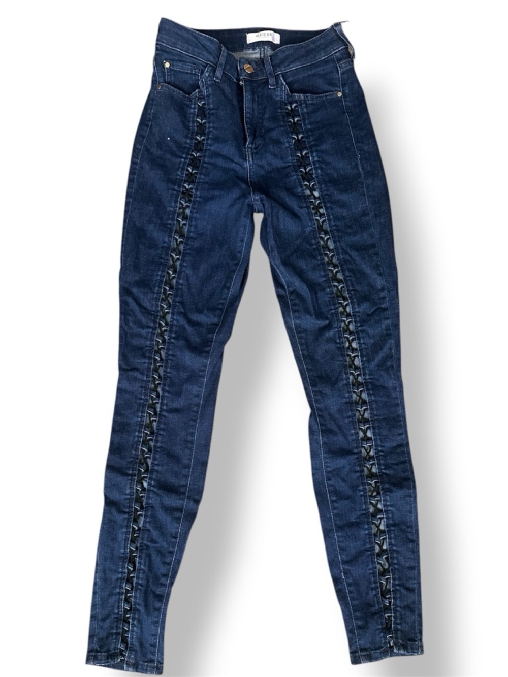 Y2K Inspired Guess Lace-Up High Waisted Skinny Jeans Size 27 - Picture 6 of 14